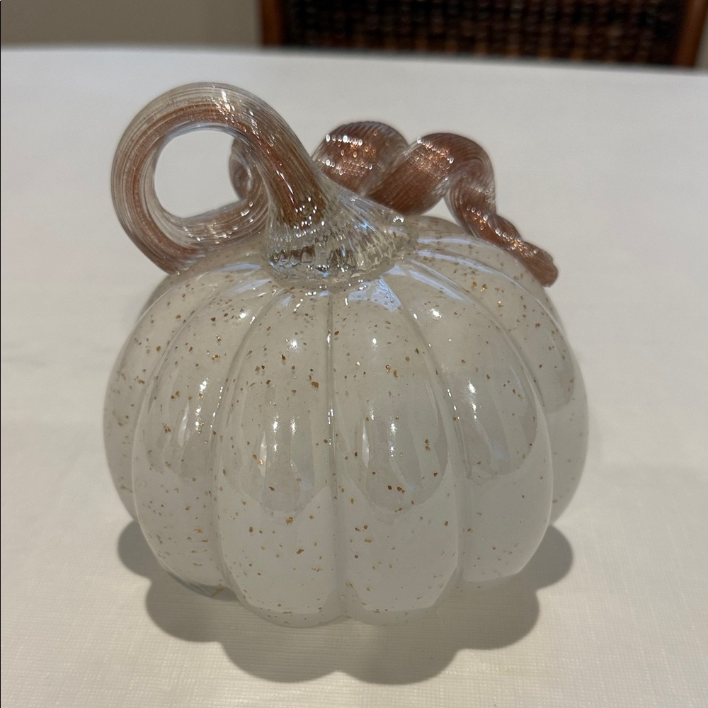 Glass Pumpkin with Gold Accents - Picture 3 of 7